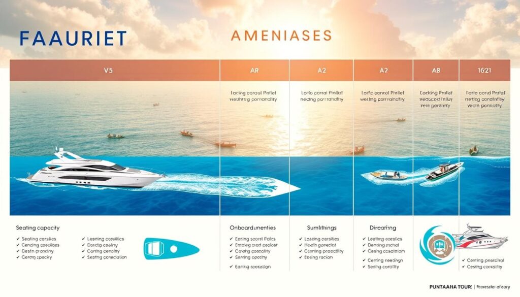yacht rental features and amenities table